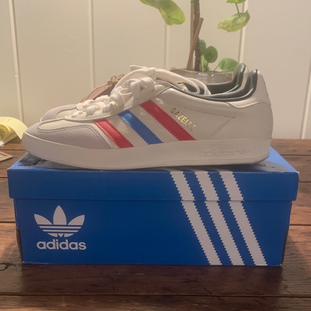 Adidas Gazelle Sneakers with Red, white and Blue Accents